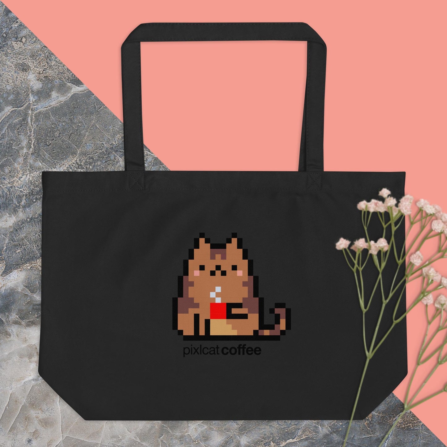 Large organic PIXLCAT tote bag