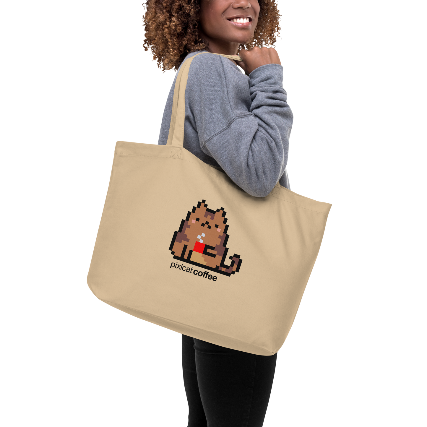 Large organic PIXLCAT tote bag